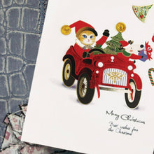Load image into Gallery viewer, Santa Kitten Christmas Card