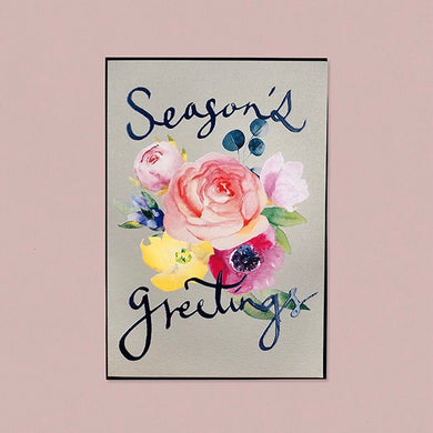 Silver Floral Season's Greetings - Greeting Card