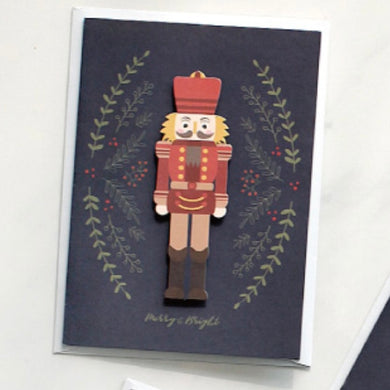Wooden Red Nutcracker - Christmas Card
