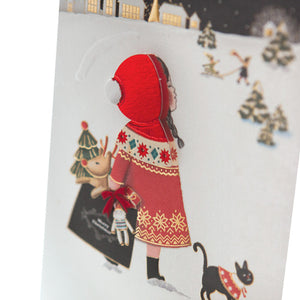 Girl on Snowy Hill - Greeting Card