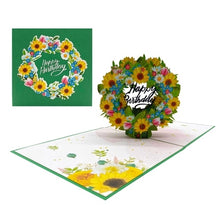 Load image into Gallery viewer, Happy Birthday Sunflower Wreath - Pop Up Card