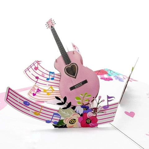 Pink Guitar - Pop Up Card