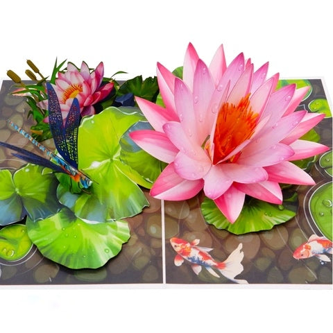 Pink Water Lily - Pop Up Card