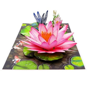Pink Water Lily - Pop Up Card