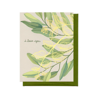 Gold Leaf I Love You - Greeting Card