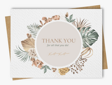 Load image into Gallery viewer, Boho Floral  - Thank You Greeting Card