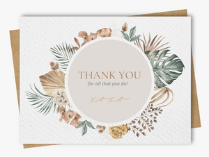 Boho Floral  - Thank You Greeting Card