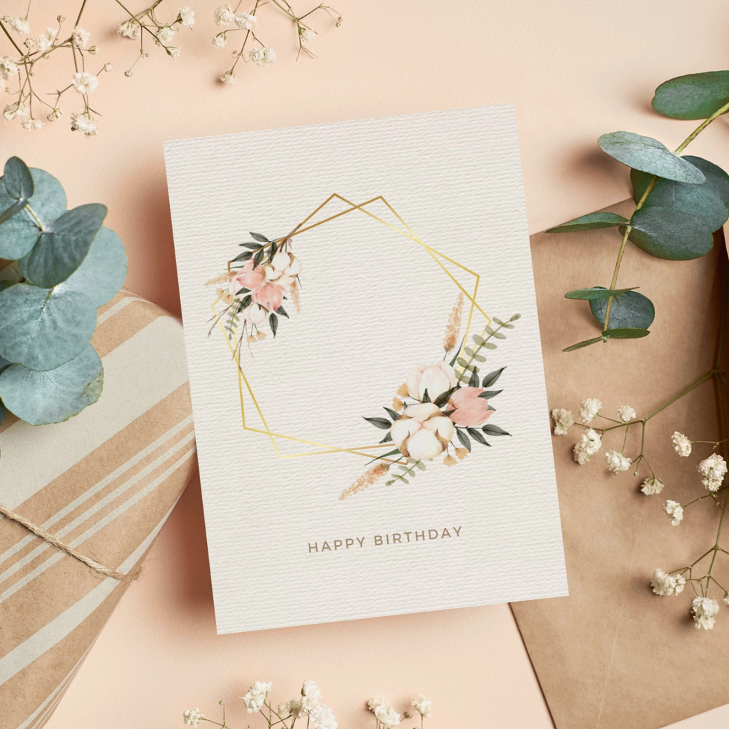 Boho Gold Hoop - Birthday Greeting Card