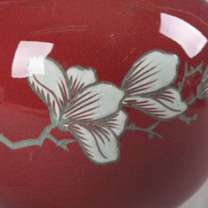 Round Red Jinsa Magnolia Vase