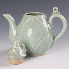 Load image into Gallery viewer, Celadon Lotus Tea Pot