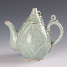 Load image into Gallery viewer, Celadon Lotus Tea Pot