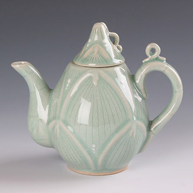 Celadon Lotus Tea Pot