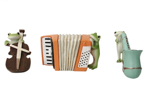 Jazz Ensemble Frogs - Miniature Clay Frog figurines