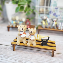 Load image into Gallery viewer, Coffee Break - Cat on Bench Figurine Set