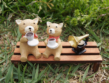 Load image into Gallery viewer, Coffee Break - Cat on Bench Figurine Set