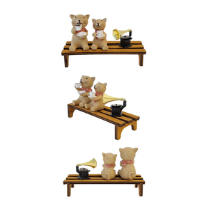 Coffee Break - Cat on Bench Figurine Set