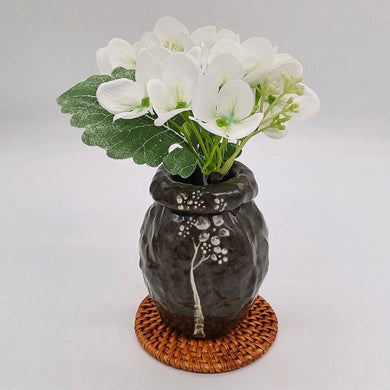 White Tree Vase - Medium Thick Mouth Brown