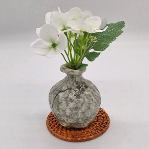 Green Tree Vase - Small Round White