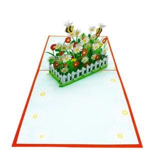 White Daisy Garden - Pop Up Card