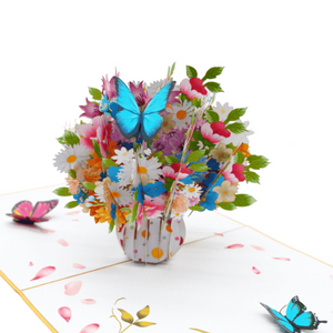 Wildflowers with Butterflies Vase - Pop Up Card