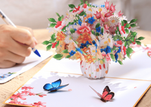 Load image into Gallery viewer, Wildflowers with Butterflies Vase - Pop Up Card