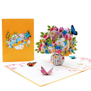 Wildflowers with Butterflies Vase - Pop Up Card