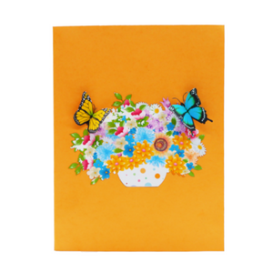 Wildflowers with Butterflies Vase - Pop Up Card