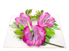 Load image into Gallery viewer, Peonies Hummingbird Pop Up Card