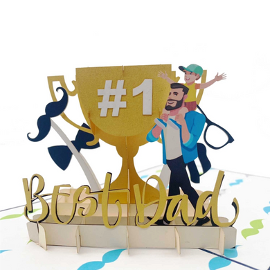 #1 Best Dad Trophy - Pop Up Card