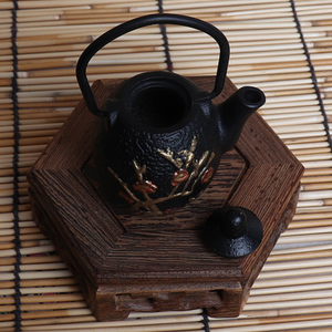 Mini Cast Iron Decorative Tea Pot - Plum Blossom Orchid