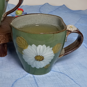 Hand Painted Cosmos Mug - Green