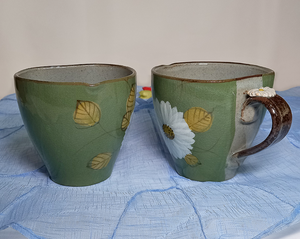 Hand Painted Cosmos Mug - Green