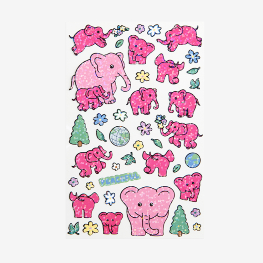 Line Hologram Sticker - 15 Pink Elephant
