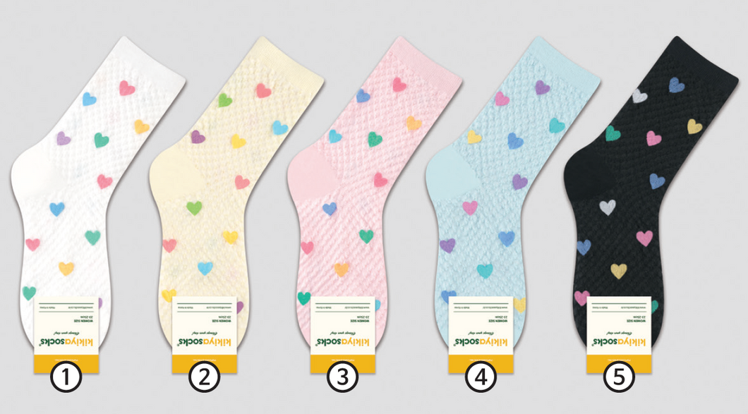Pastel Heart Socks - Crew