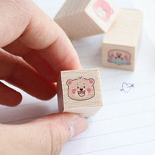 Load image into Gallery viewer, Teddy Bear Emoji Wood Stamp Set