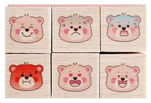 Load image into Gallery viewer, Teddy Bear Emoji Wood Stamp Set