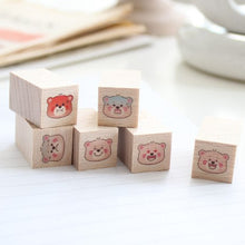 Load image into Gallery viewer, Teddy Bear Emoji Wood Stamp Set