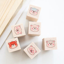 Load image into Gallery viewer, Teddy Bear Emoji Wood Stamp Set