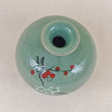 Load image into Gallery viewer, Mini Celadon Plum Blossom Round Vase