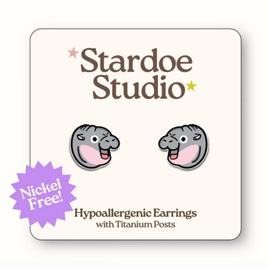 Stardoe Studio - Moo Deng Hippo Face Earrings