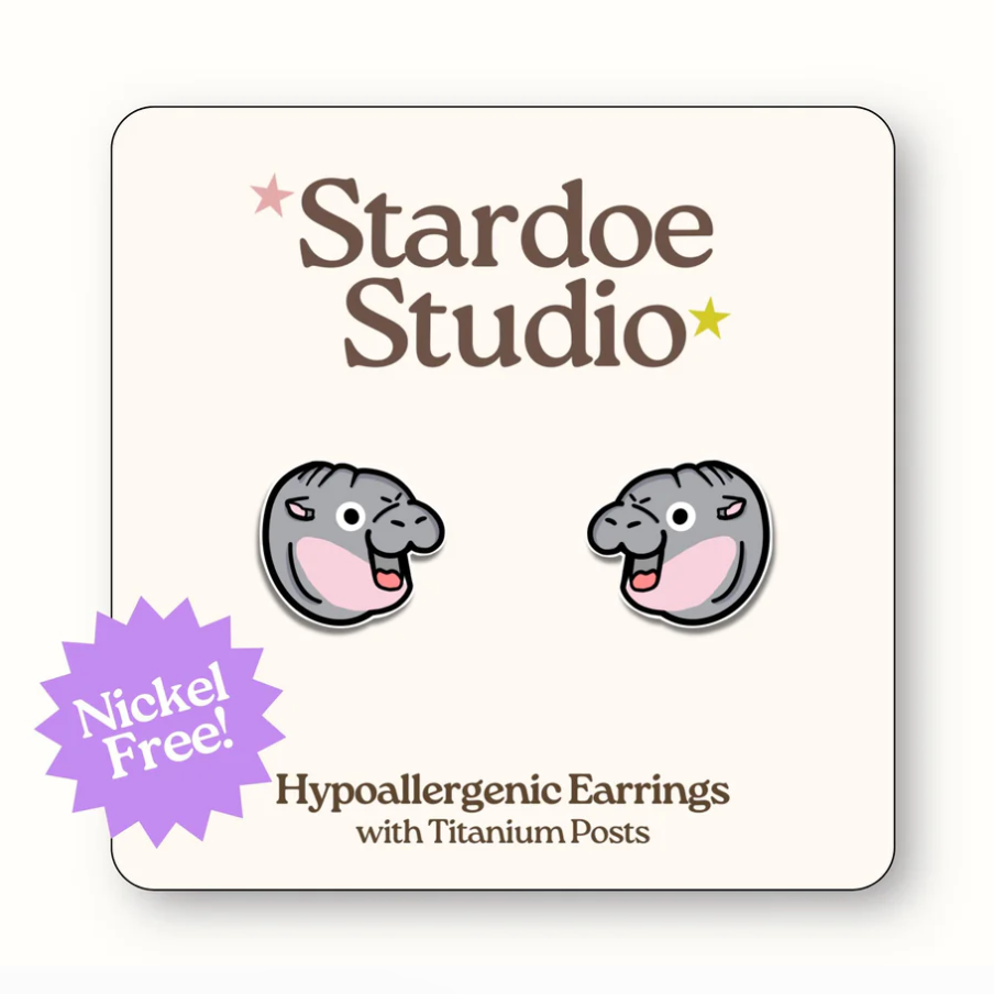 Stardoe Studio - Moo Deng Hippo Face Earrings