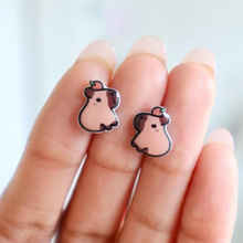 Load image into Gallery viewer, Stardoe Studio - Capybara w/ Orange Earrings
