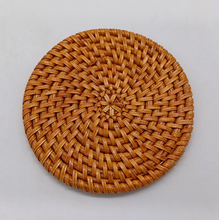 Load image into Gallery viewer, Round Rattan Woven Coaster