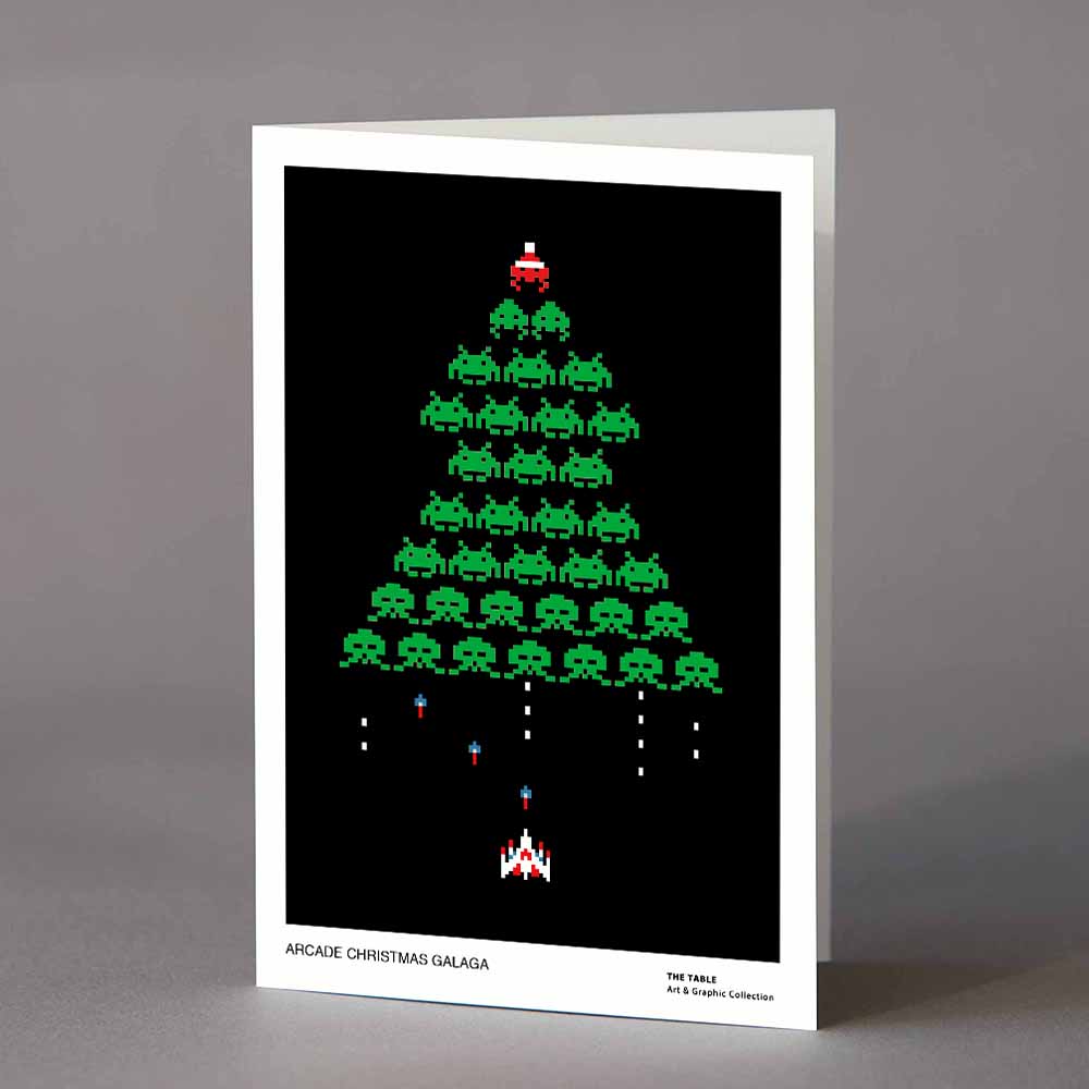 Arcade Christmas Galaga - Greeting Card