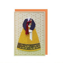 Load image into Gallery viewer, Navy and Gold Hanbok - Greeting Card