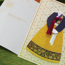 Load image into Gallery viewer, Navy and Gold Hanbok - Greeting Card