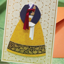 Load image into Gallery viewer, Navy and Gold Hanbok - Greeting Card