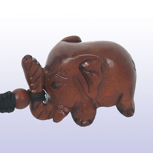 Elephant - Carved Wood Keychain