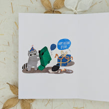 Load image into Gallery viewer, Birthday Raccoon - Greeting Card