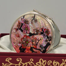 Load image into Gallery viewer, Mother of Pearl Compact Mirror - Cherry Blossoms